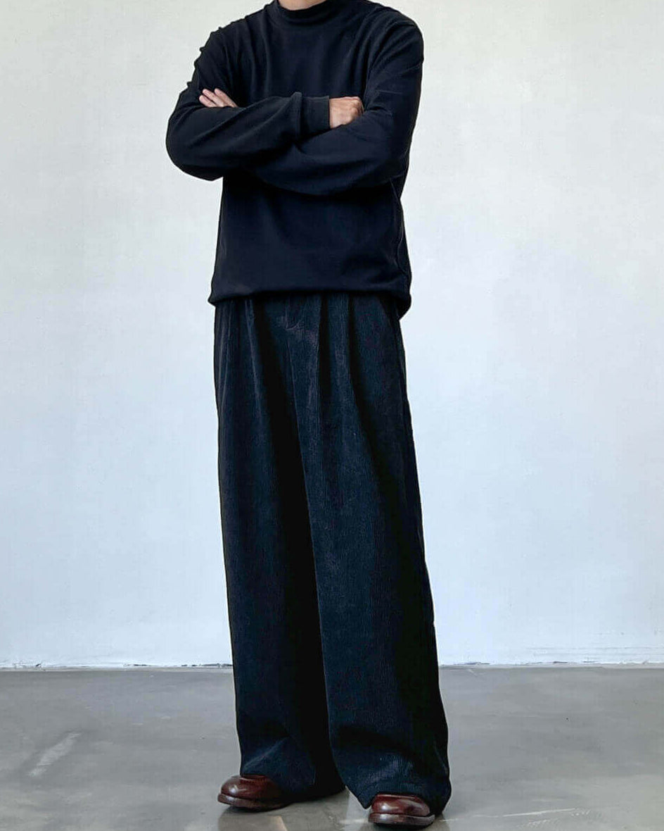Loose Pleated Corduroy Trousers