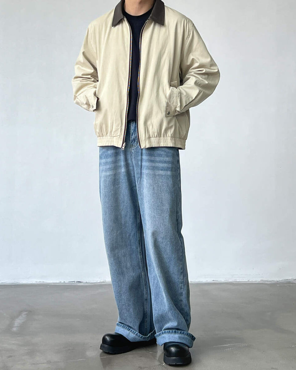 Wide Straight Mid-Rise Denim Jeans