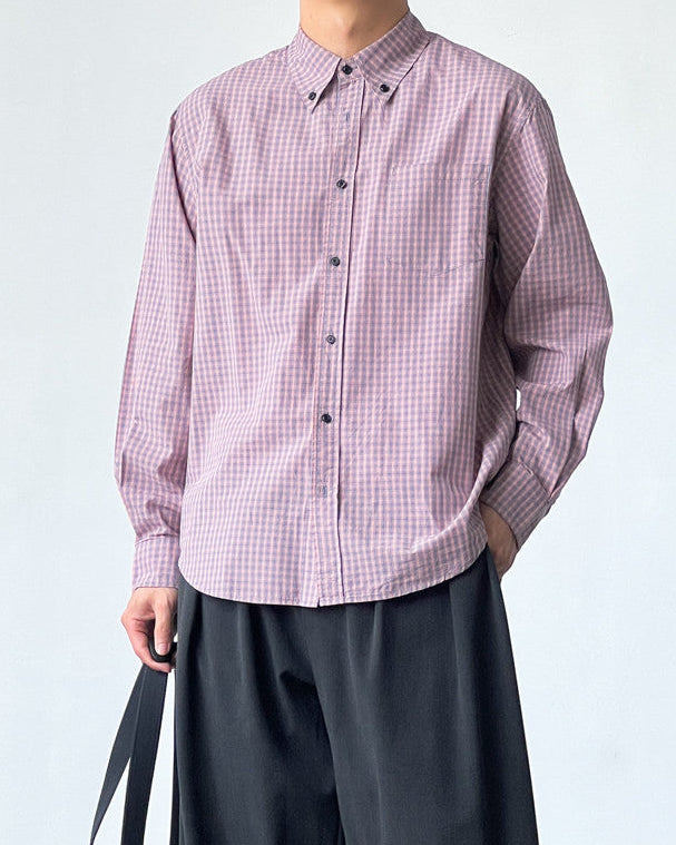 Gingham Cotton Button-Down Shirt