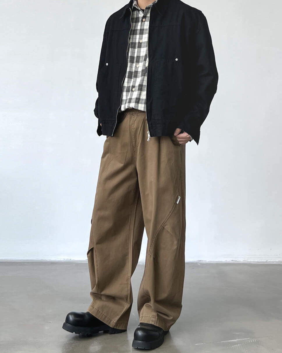 Cotton Drawstring Wide Leg Trousers