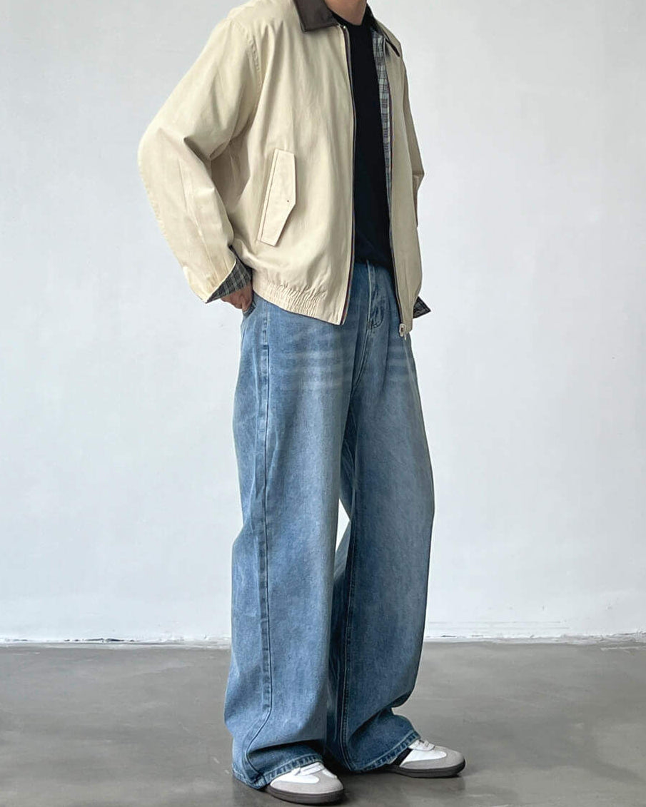 Wide Straight Mid-Rise Denim Jeans
