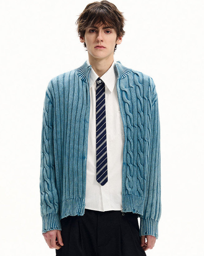 Cable Knit Zip Cardigan