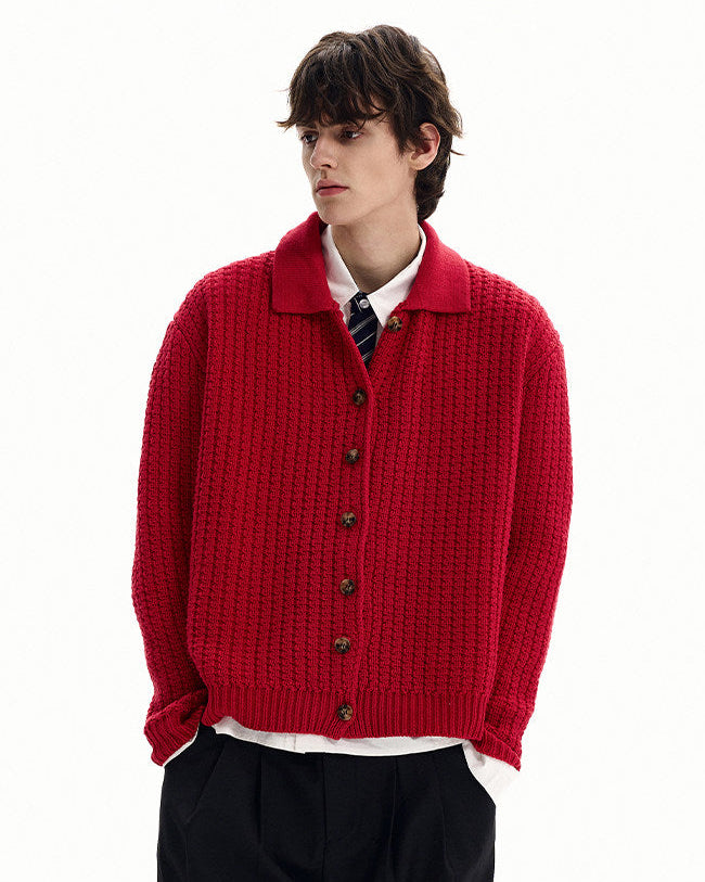 Textured Knit Button Cardigan