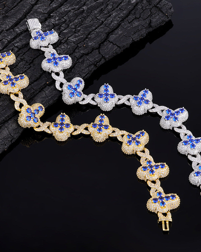 Royal Sapphire Clover Link Bracelet