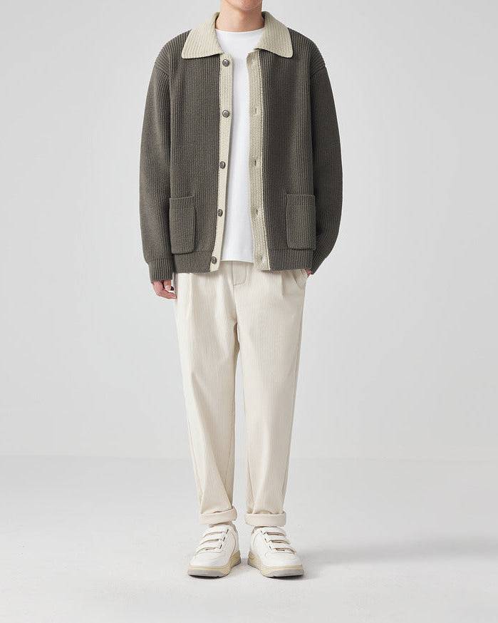 The Mo Maike Dual-Tone Lapel Knit Cardigan Jacket