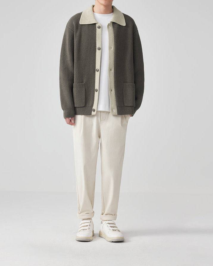 The Mo Maike Dual-Tone Lapel Knit Cardigan Jacket