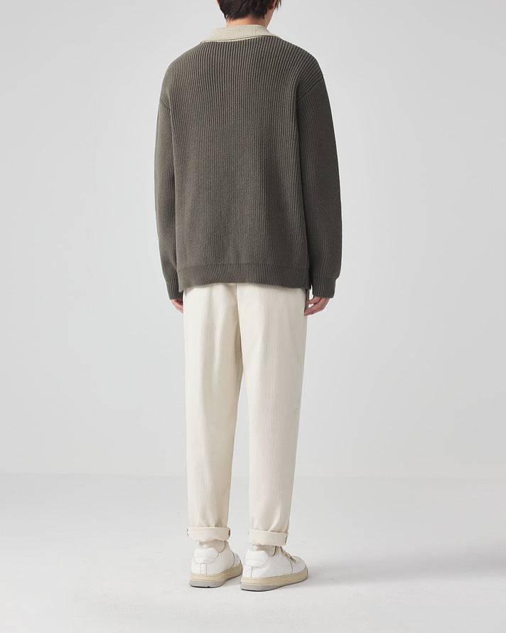 The Mo Maike Dual-Tone Lapel Knit Cardigan Jacket