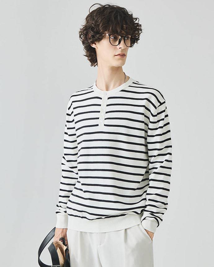 The Elliston Contrast Henley Knit Polo Sweater