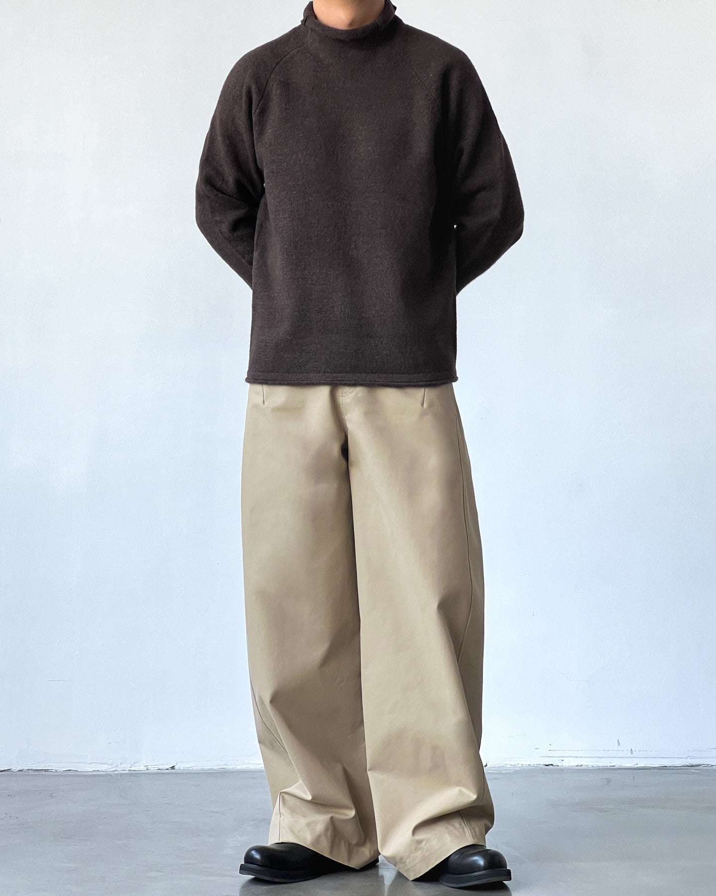 Cotton Twill Wide-Leg Trousers