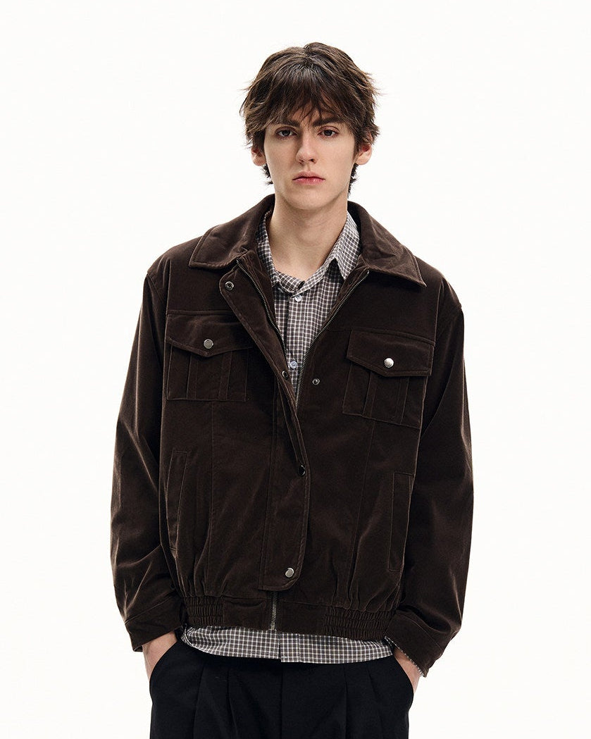Suede-Feel Cotton Trucker Jacket