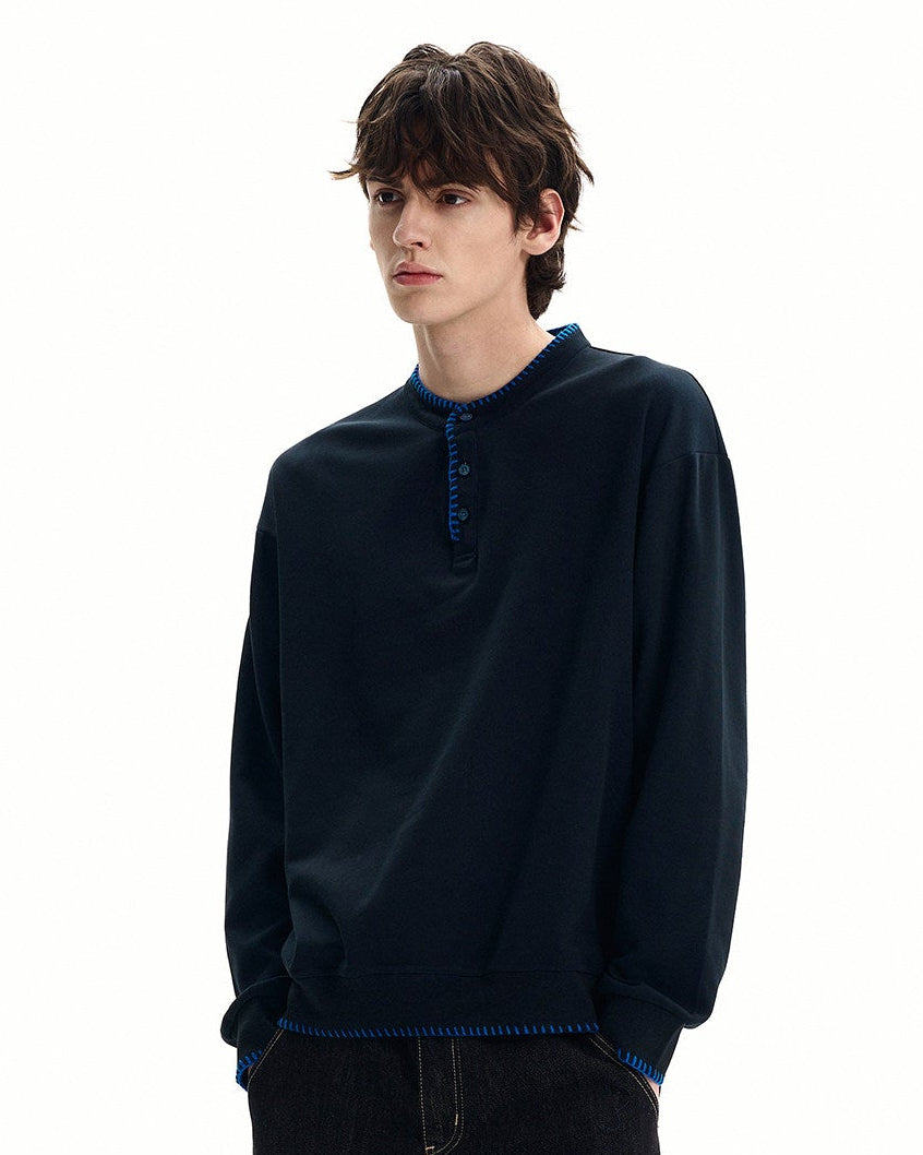 Casual Quilted Crewneck Sweater