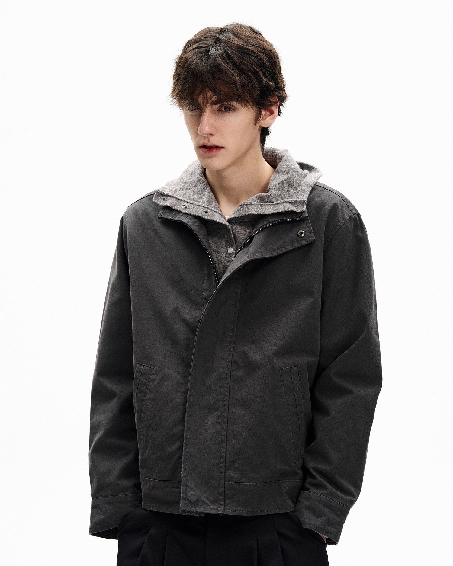 Solid Hooded Utility Jacket