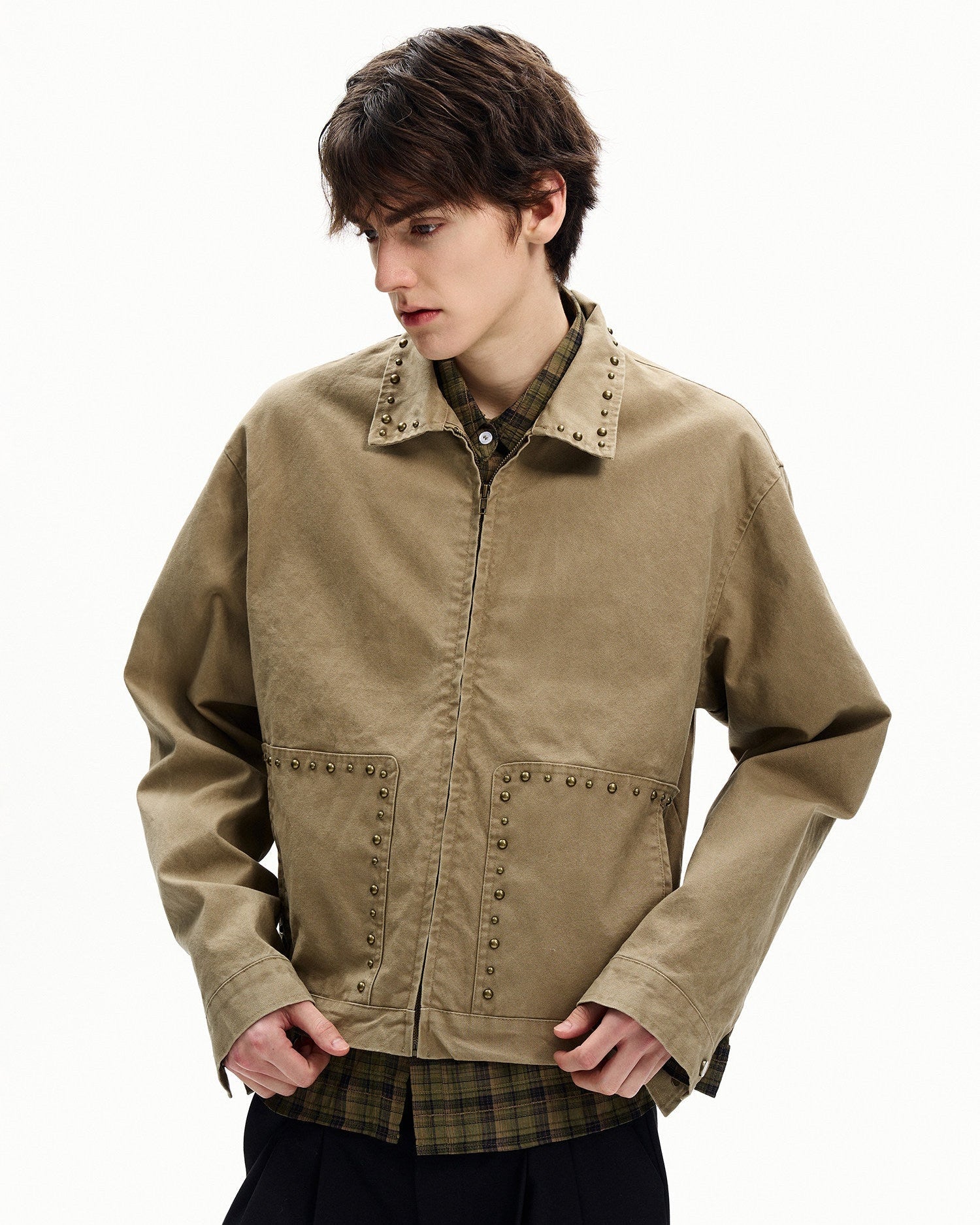 Studded Cotton Zip Jacket