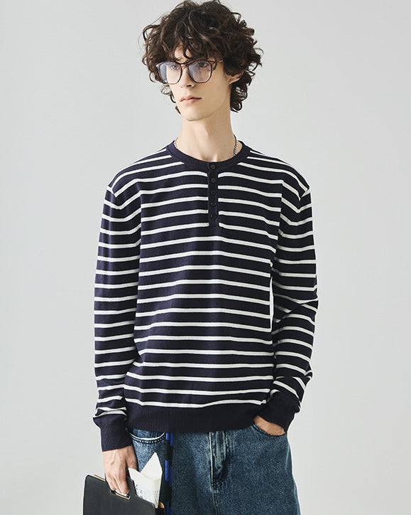 The Elliston Contrast Henley Knit Polo Sweater