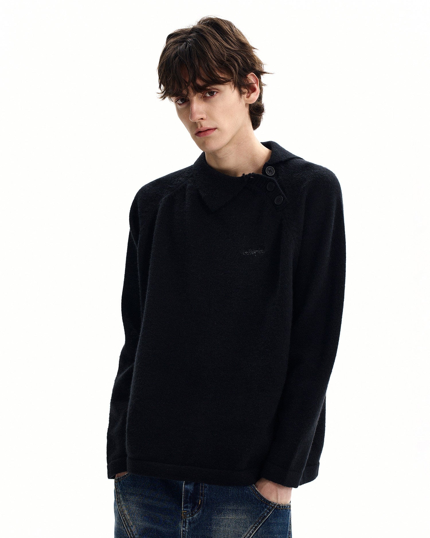 Knit Button Collar Sweater