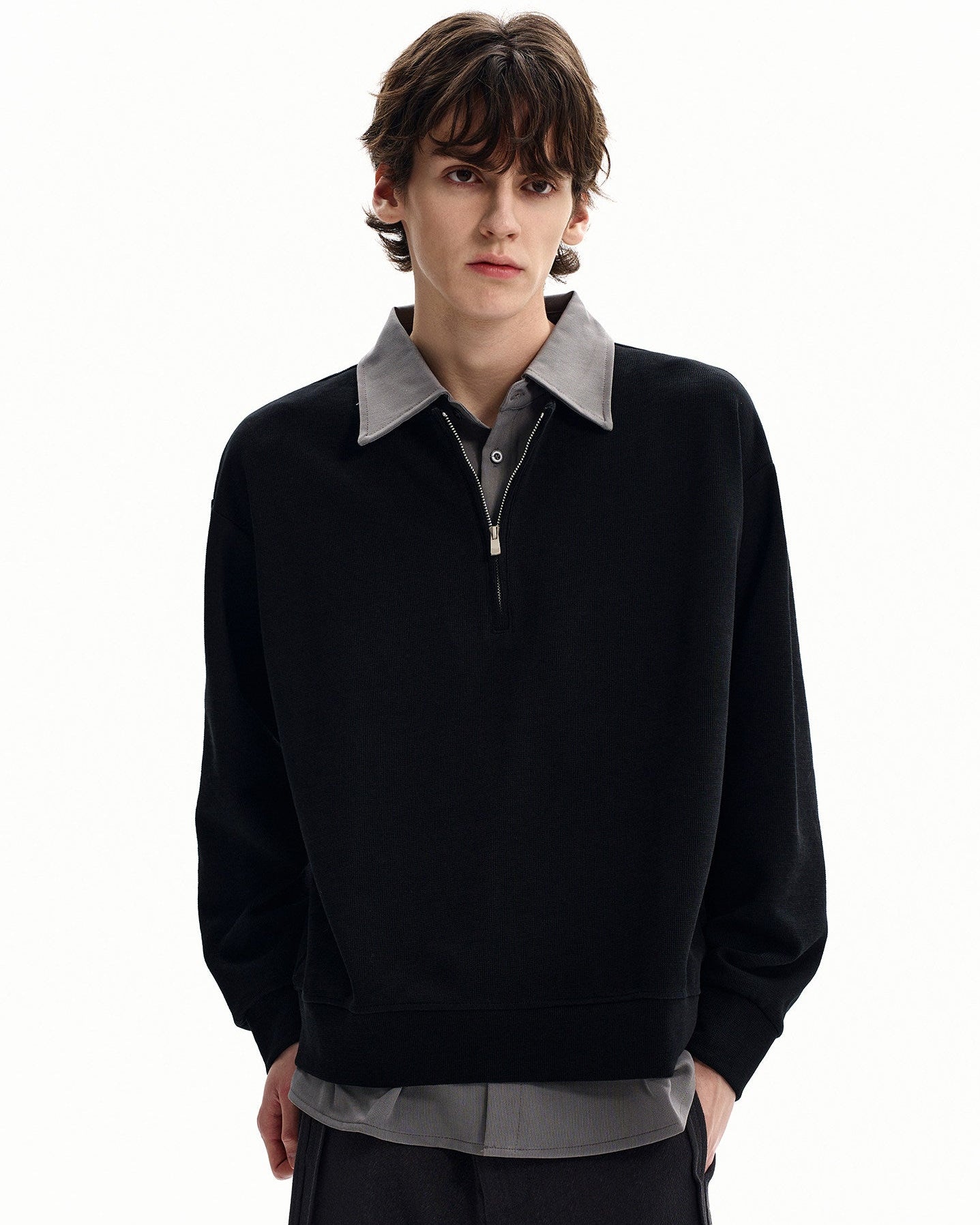 Minimal Half Zip Cotton Sweater