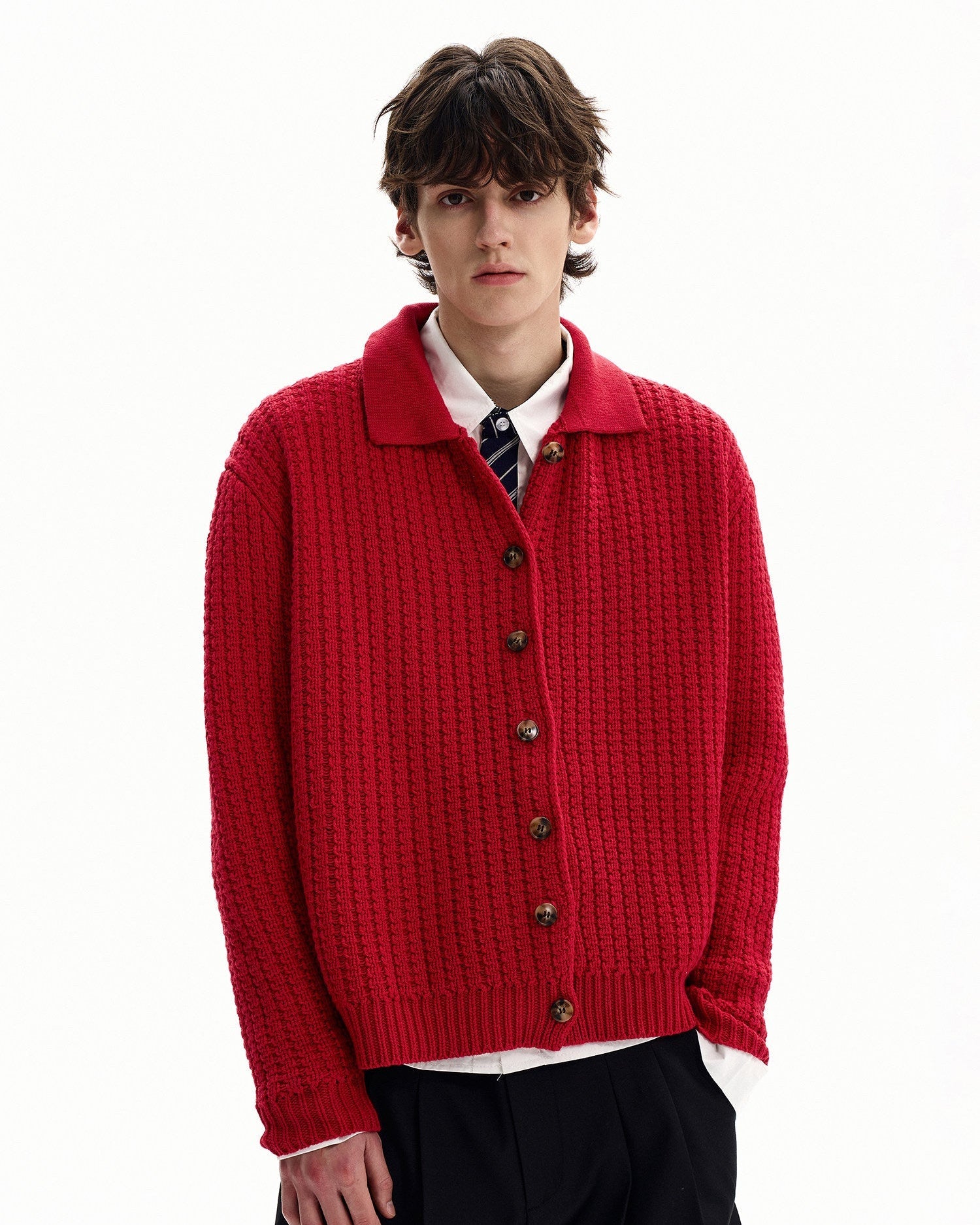 Textured Knit Button Cardigan