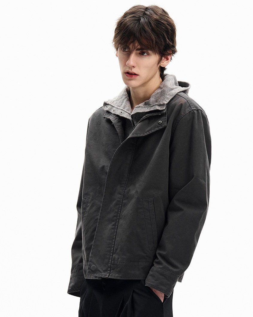 Solid Hooded Utility Jacket