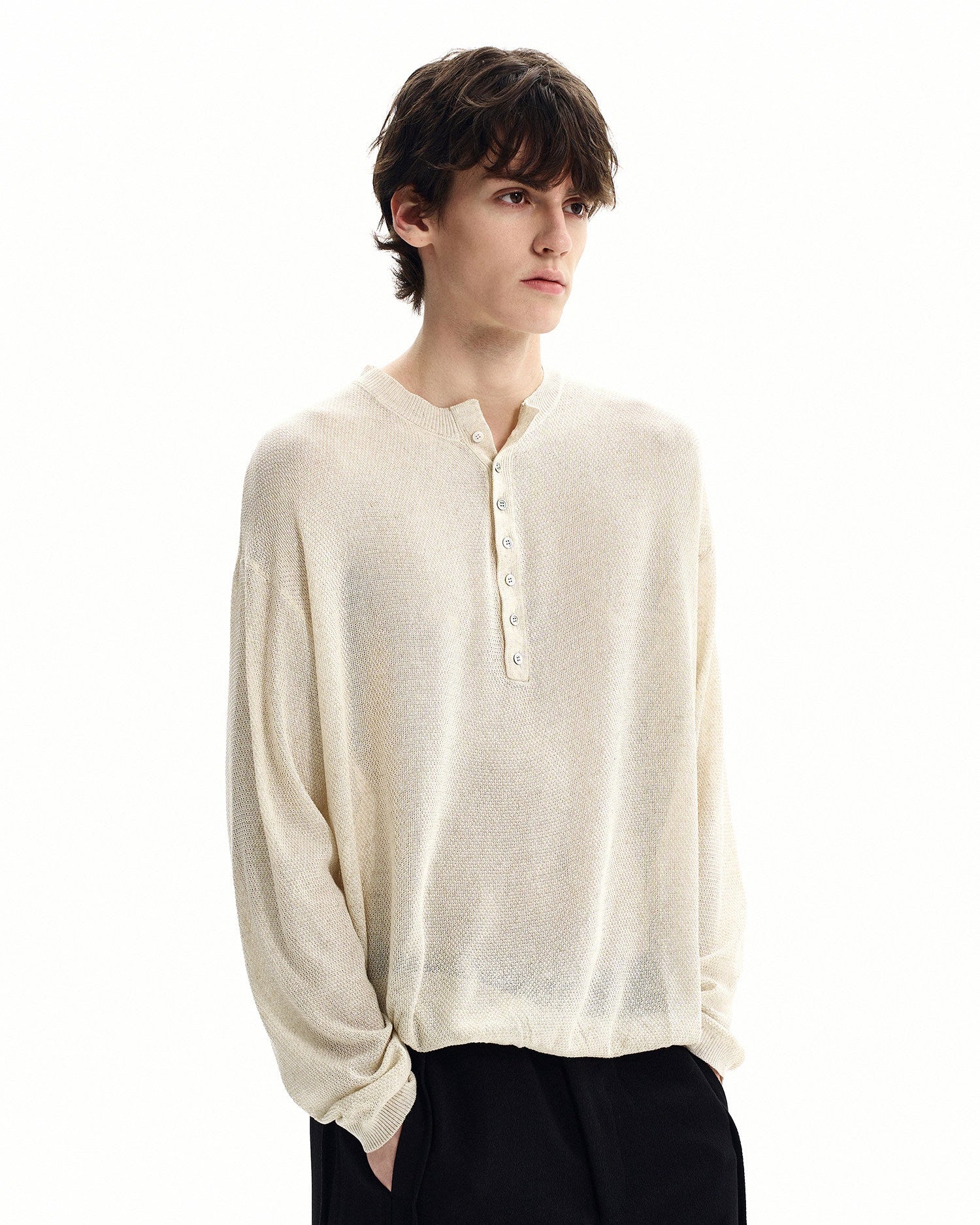 Refined Collar Knit Henley