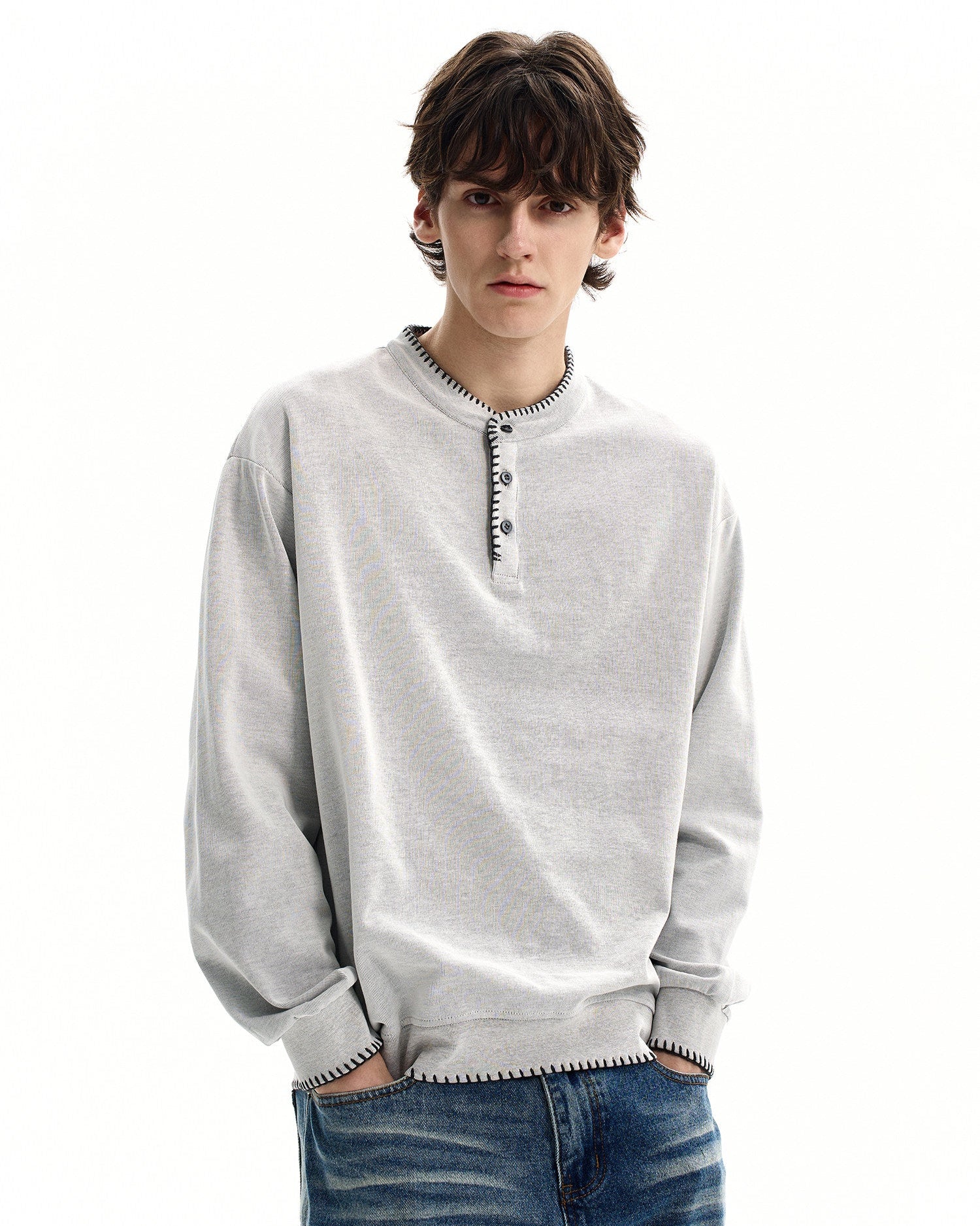 Casual Quilted Crewneck Sweater