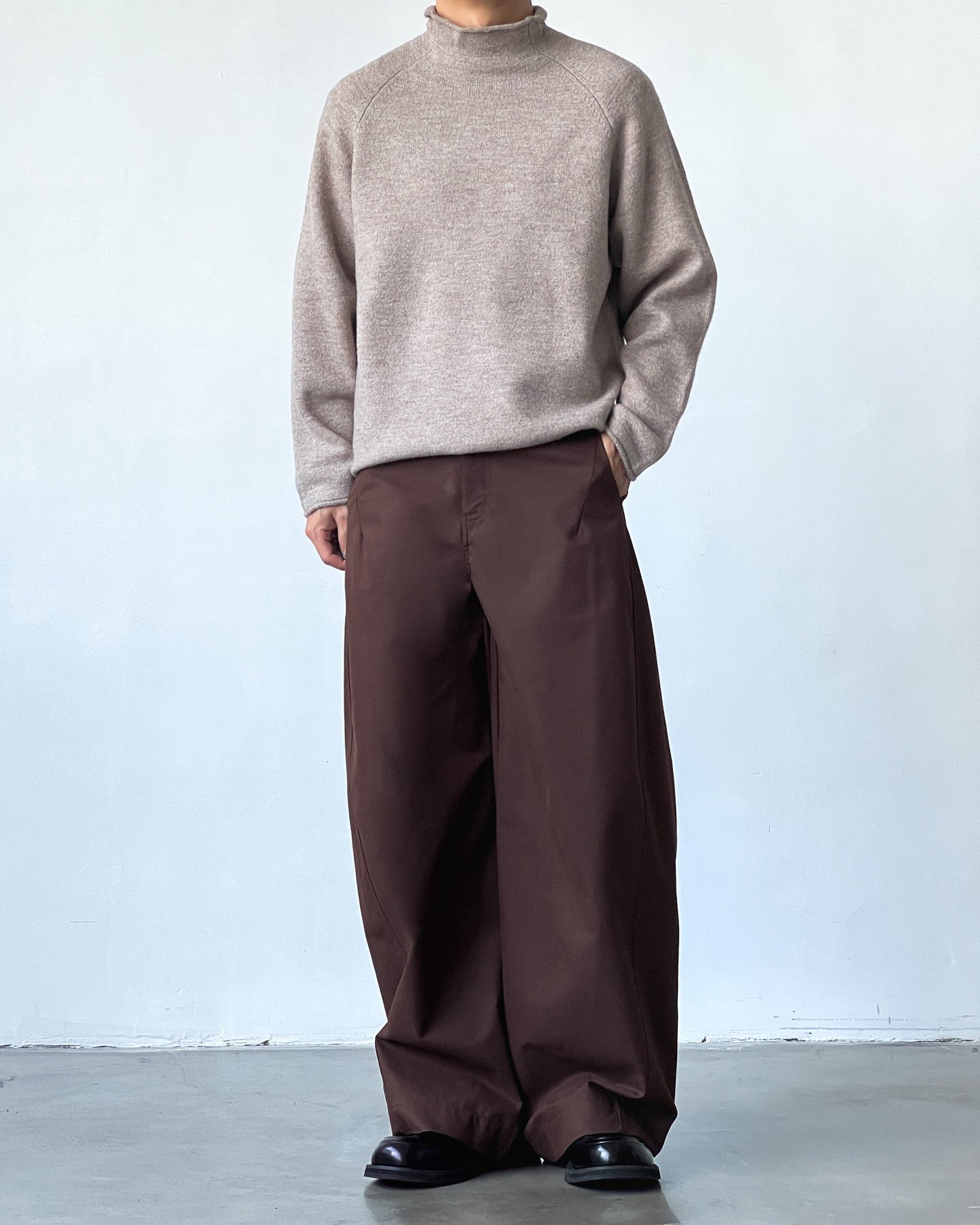 Cotton Twill Wide-Leg Trousers
