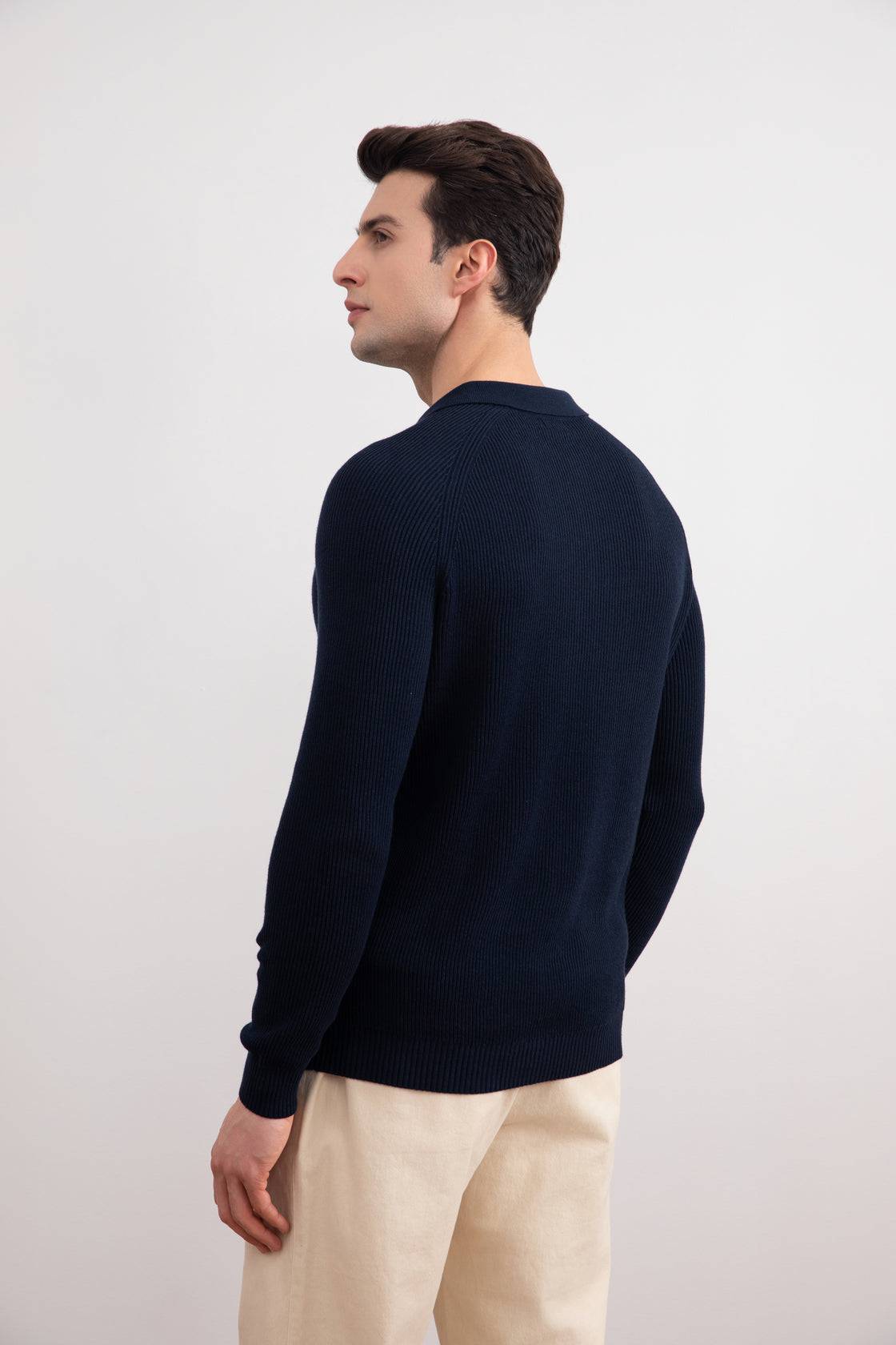 Navy English Rib Polo Shirt