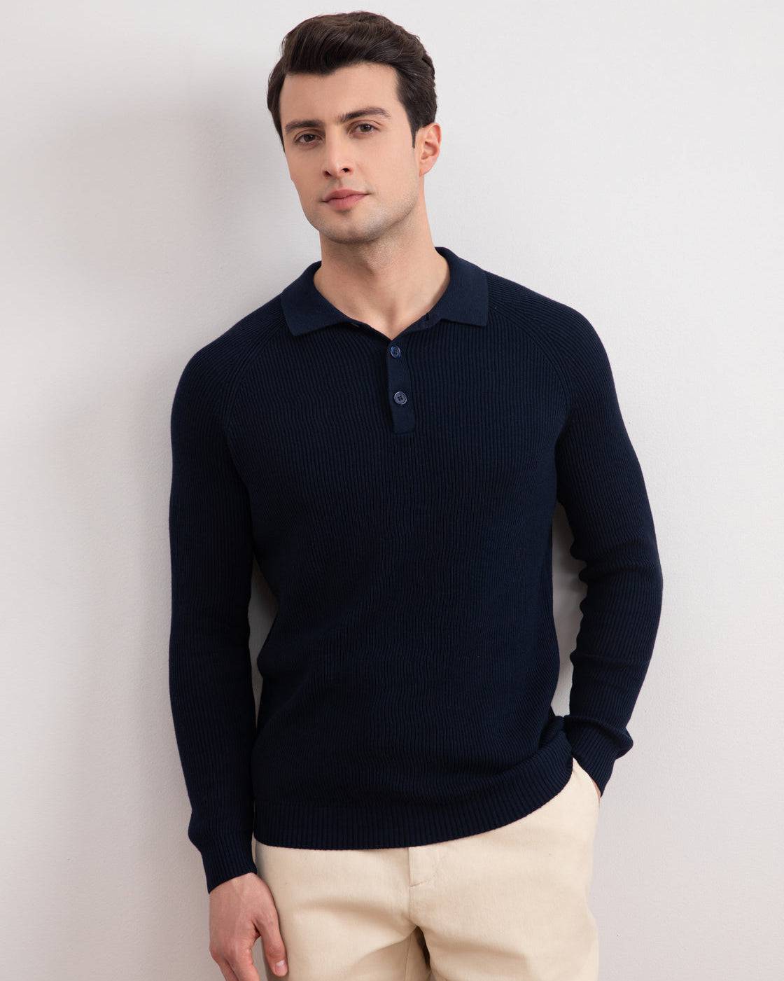 Navy English Rib Polo Shirt