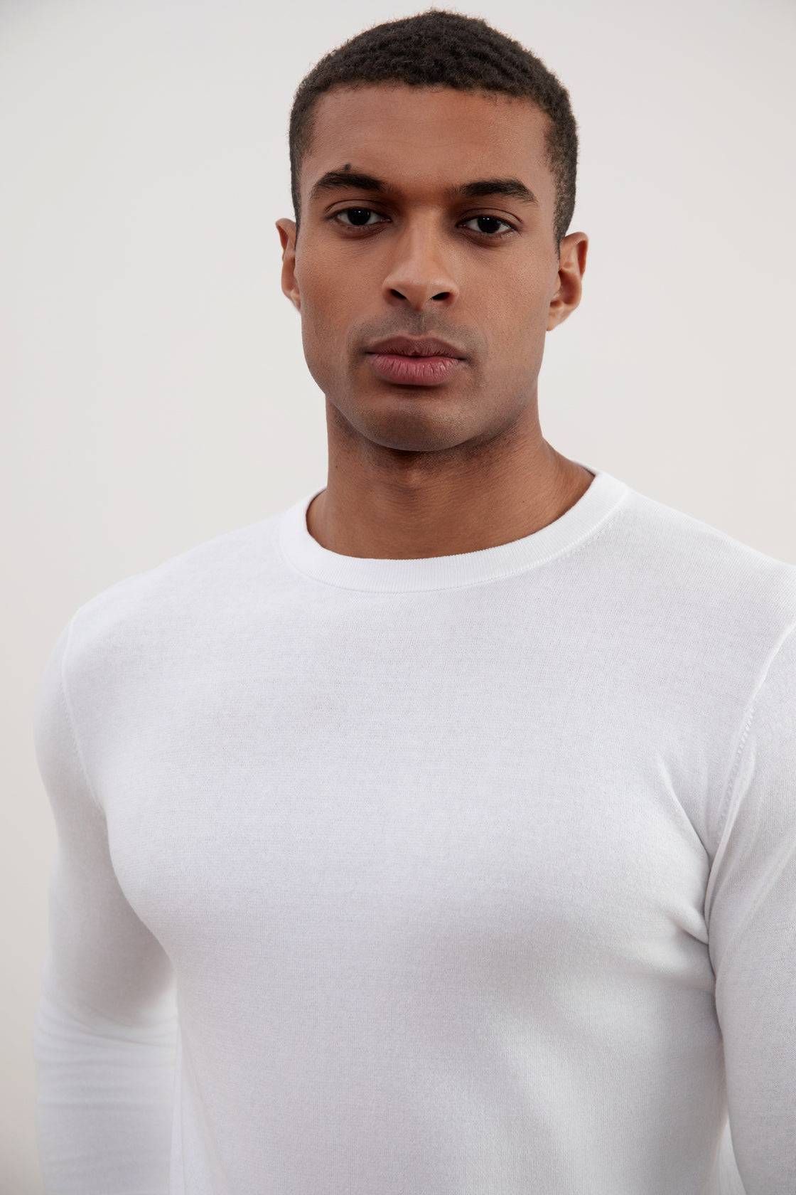 White Lightweight Crewneck Sweater