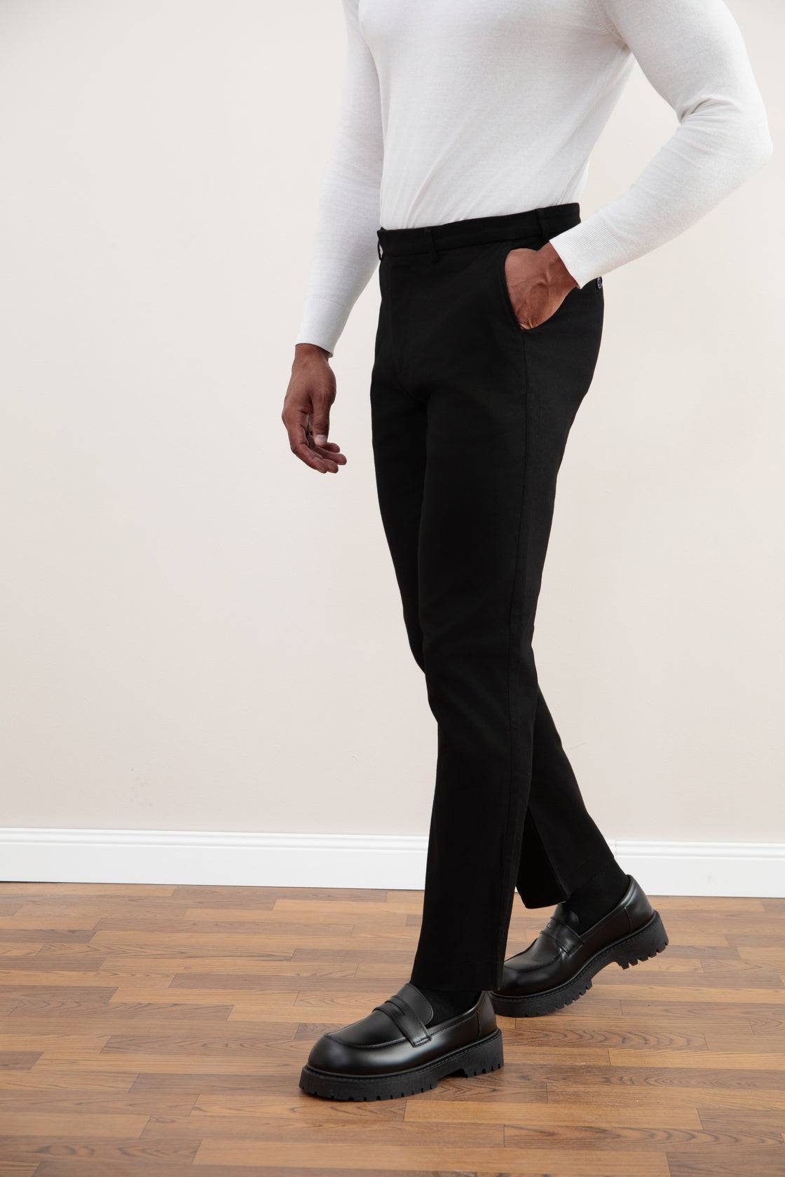 Black Straight-Fit Winter Pants