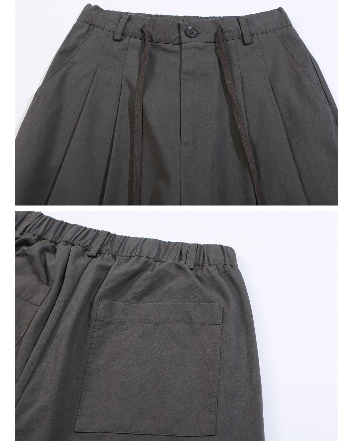 Straight Leg Pleated Cotton Twill Trousers