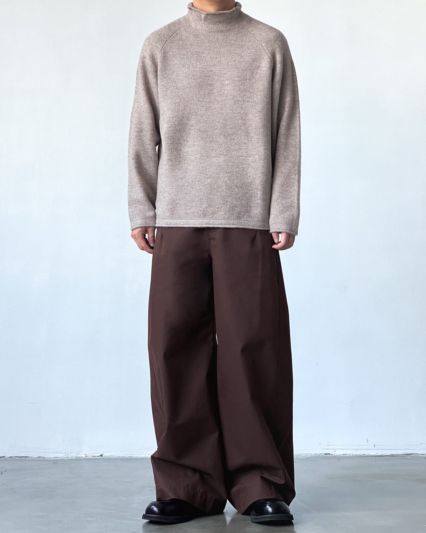 Cotton Twill Wide-Leg Trousers