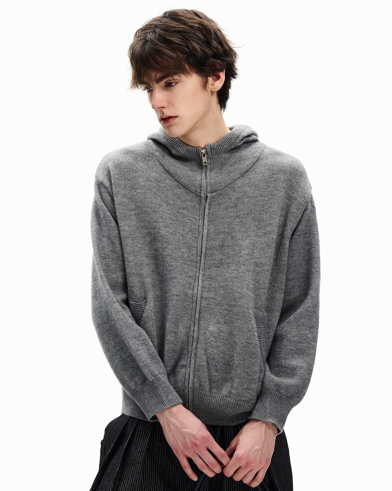 Hooded Knit Harrington Cardigan
