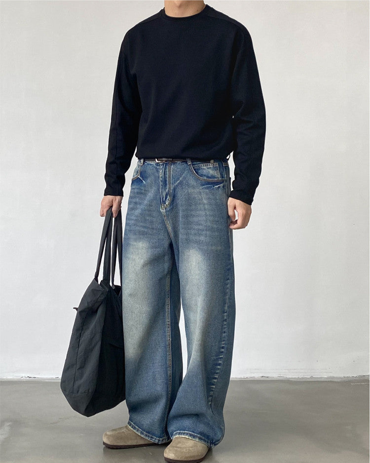 Washed Wide Loose Denim Jeans