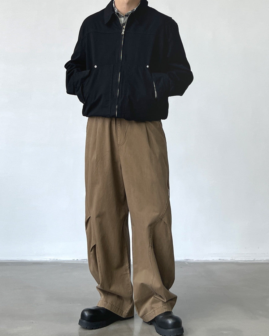 Cotton Drawstring Wide Leg Trousers