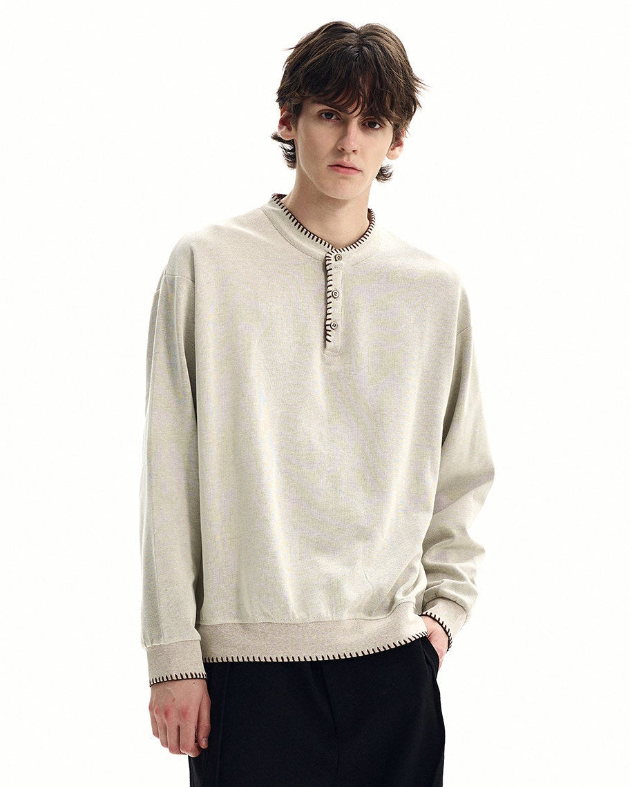 Casual Quilted Crewneck Sweater