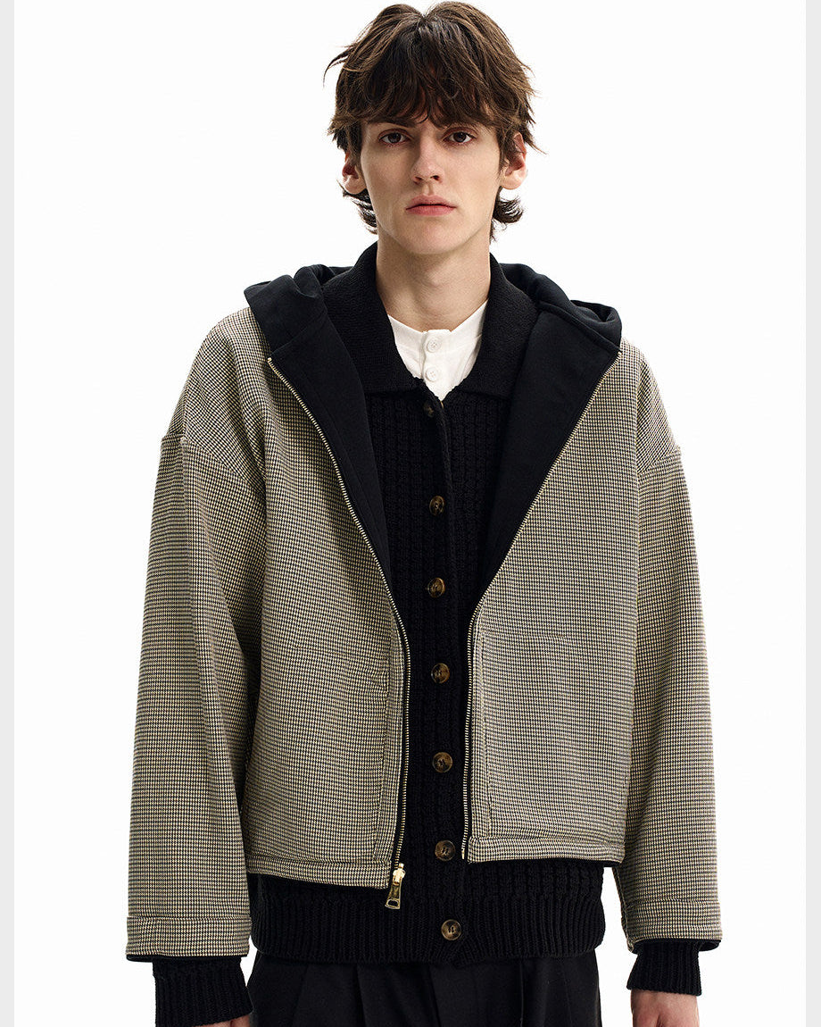Reversible Houndstooth Zip Hoodie