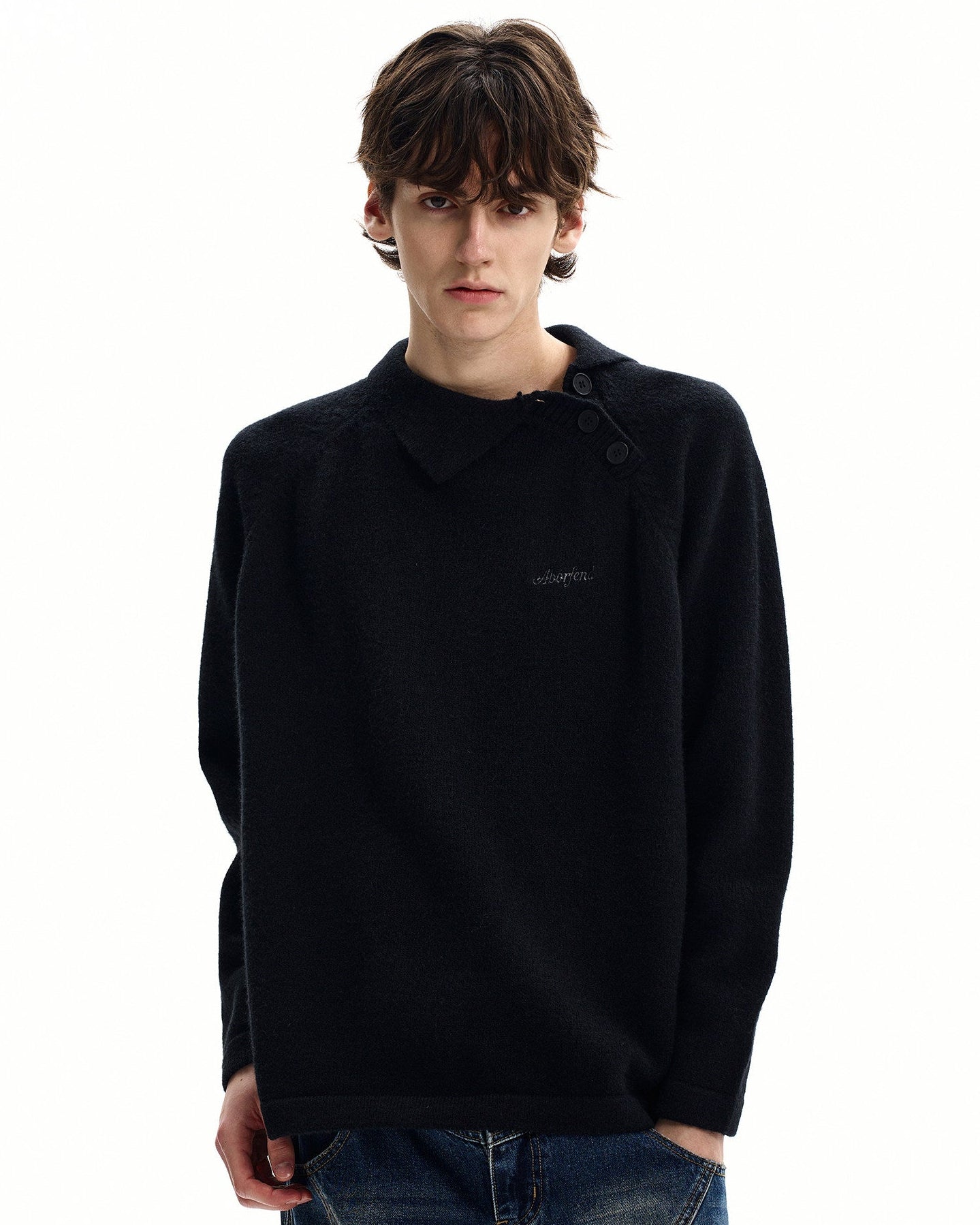 Knit Button Collar Sweater