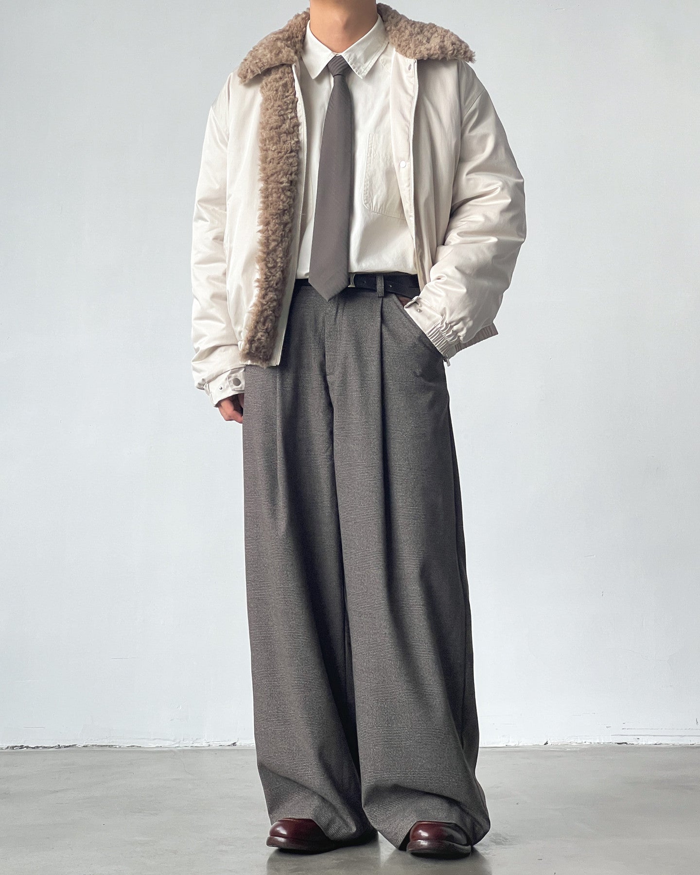 Soft Wool Tailored Wide Trousers