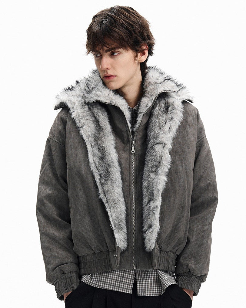 Fur Collar Thickened Corduroy Jacket