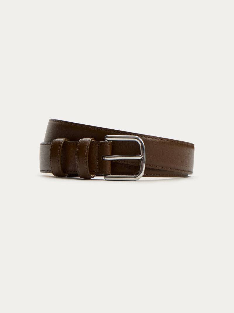 Silver trouser belt - chocolate