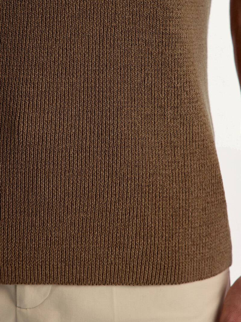 Cotton and linen polo shirt Mocca