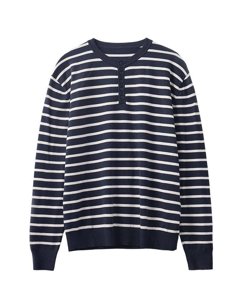 The Elliston Contrast Henley Knit Polo Sweater