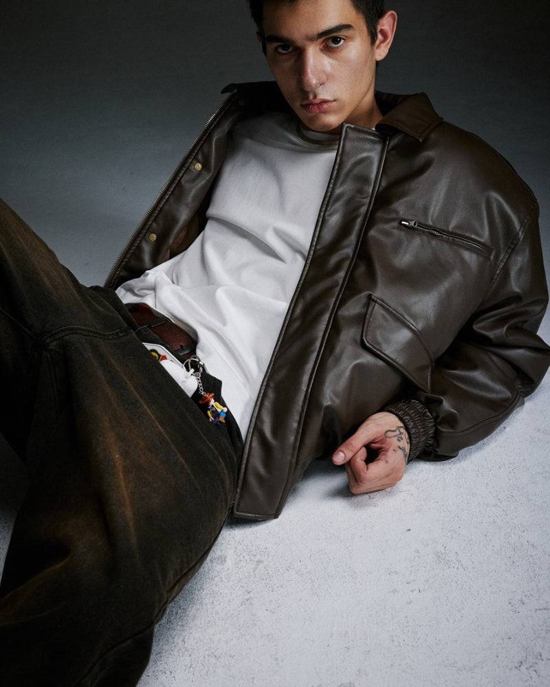 Urban Edge Faux Leather Bomber