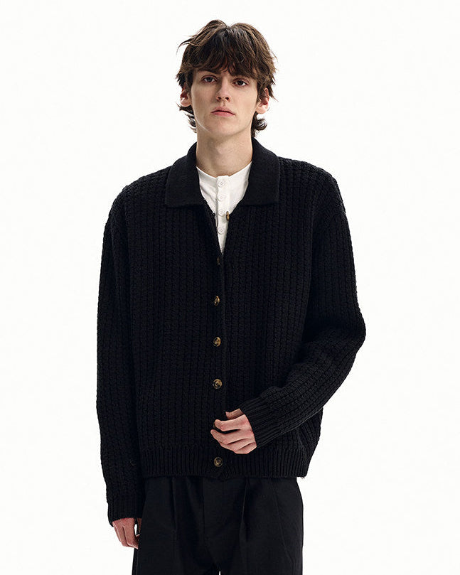 Textured Knit Button Cardigan