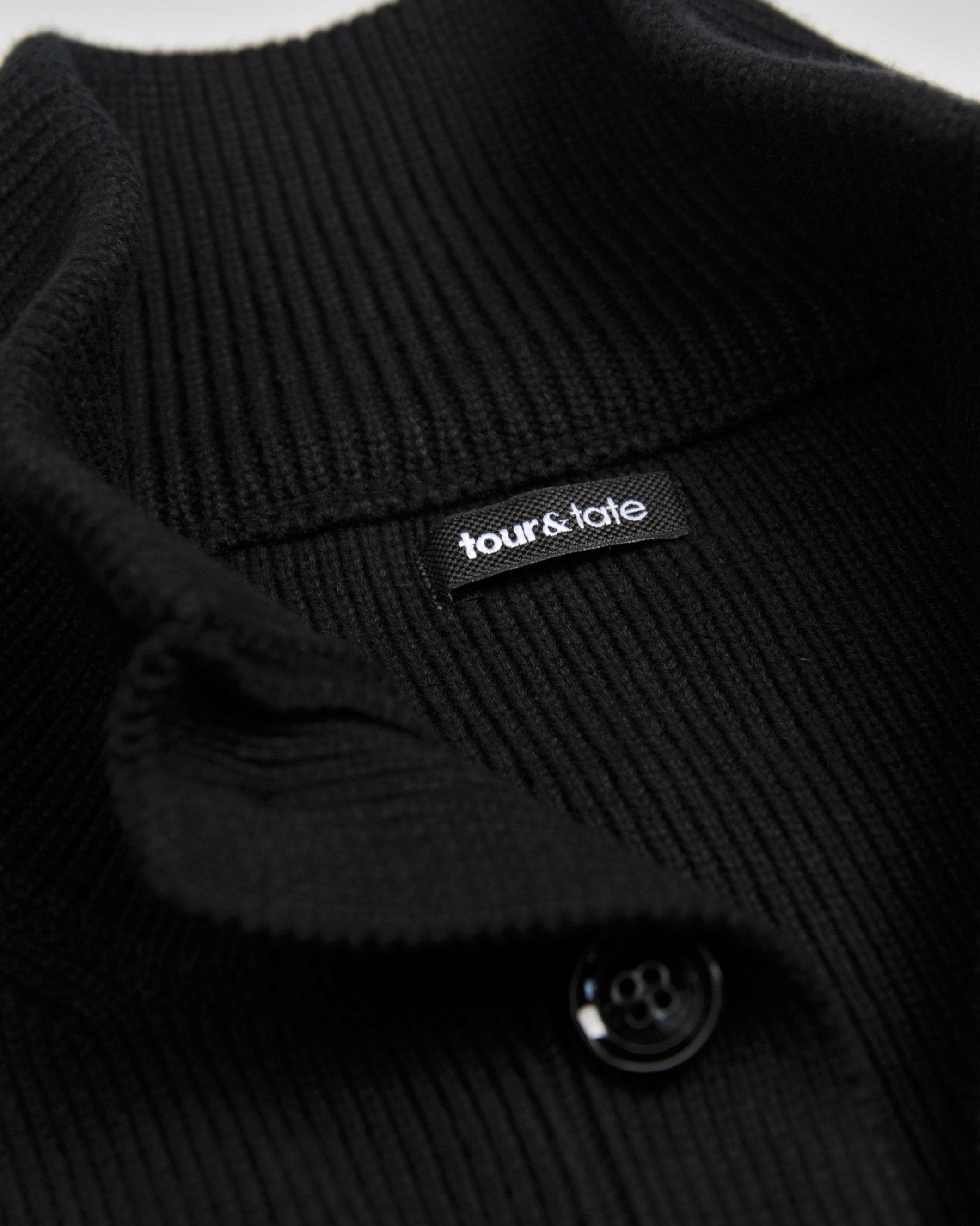Black Ribbed Button Closure Cardigan