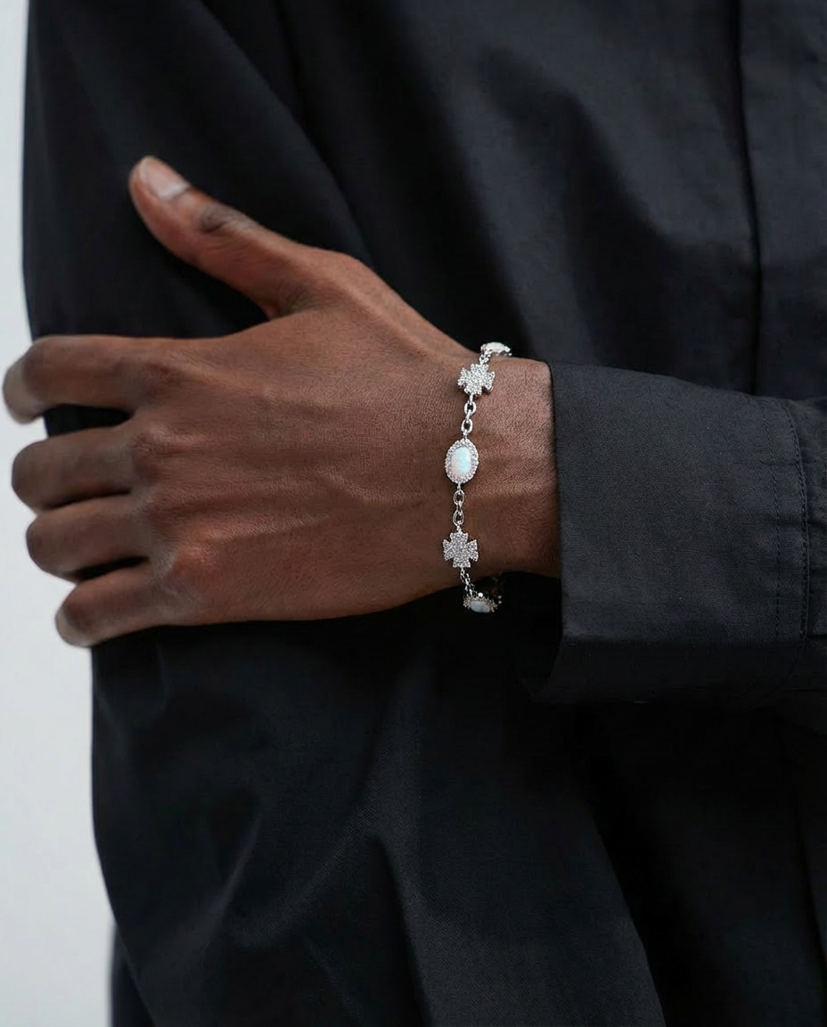 Opal & Star Link Bracelet – Silver Edition