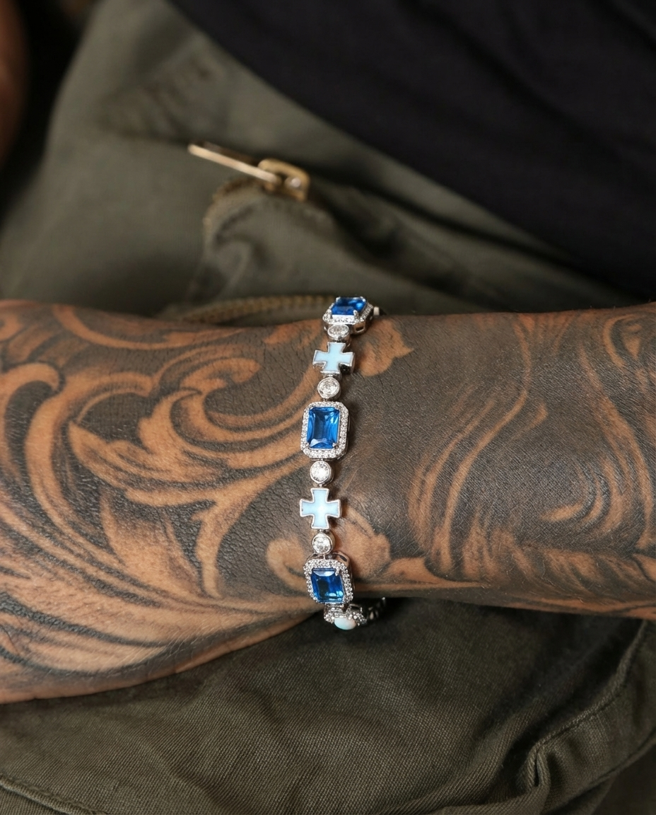 Blue Cross Gem Bracelet
