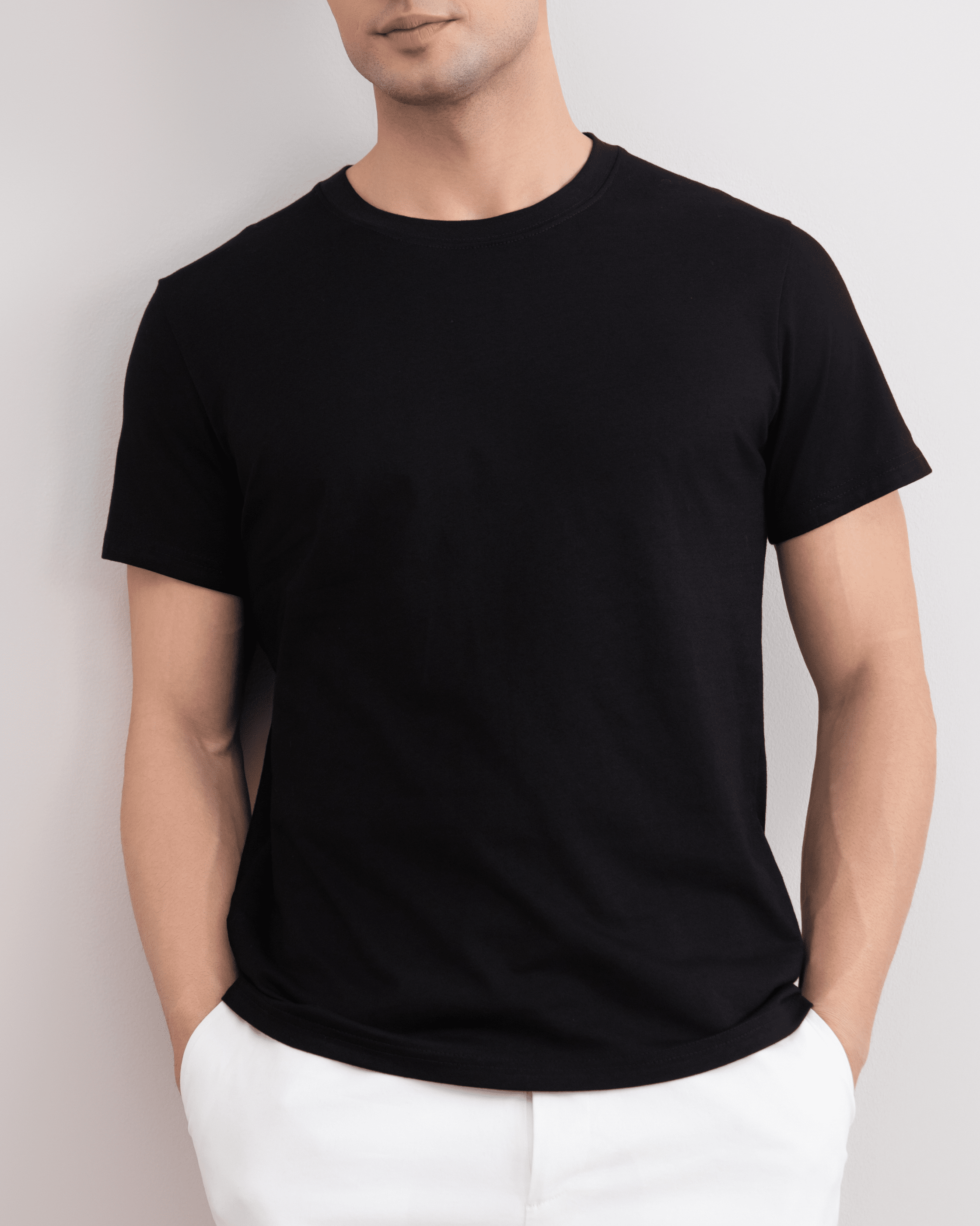 Black Slim fit Crew-neck T-shirt