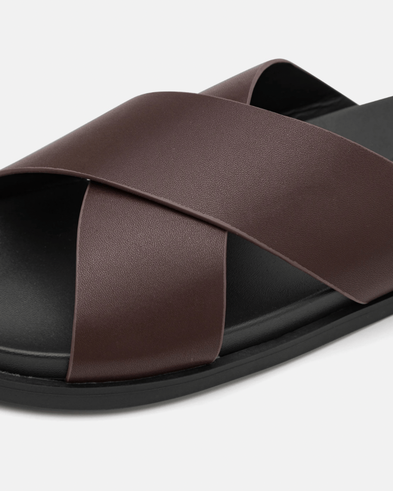 Crossover Leather Cork Sandals