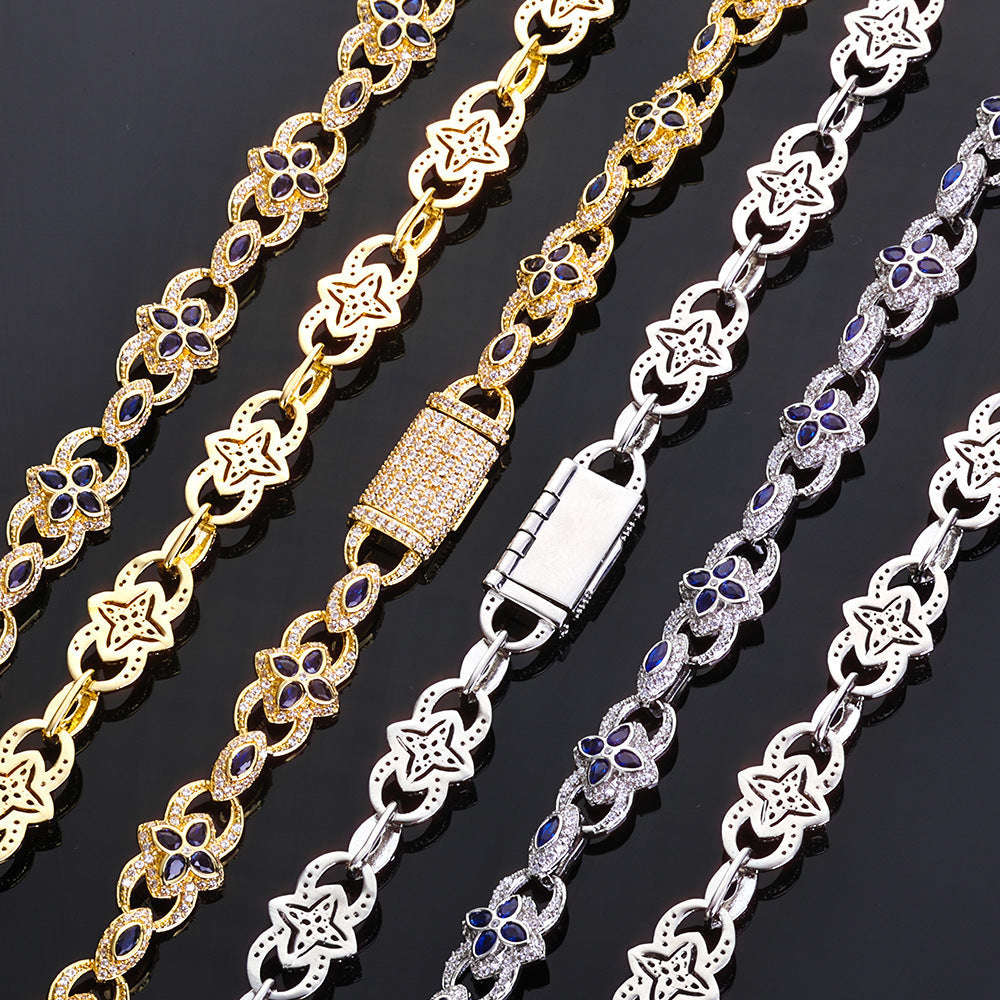 Imperial Sapphire Flower Link Necklace
